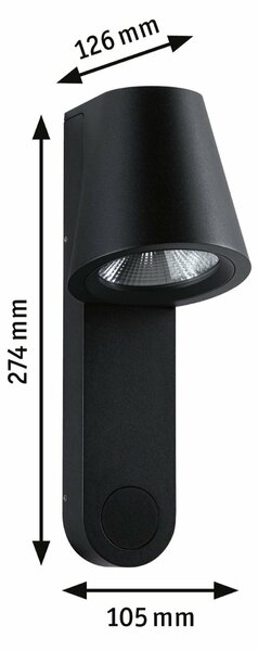 PAULMANN LED venkovní nástěnné svítidlo Caissa pohybové čidlo HF senzor IP44 105x127mm 3000K 9W 230V 65° antracit hliník
