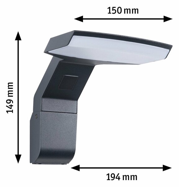 PAULMANN LED venkovní nástěnné svítidlo Zenera neláká hmyz a IP44 150x194mm 2200 - 3000K 10W 230V antracit kov