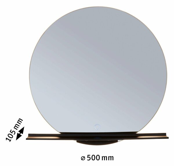 PAULMANN LED zrcadlo s osvětlením Miro IP44 měnitelná bílá 230V 11W zrcadlo/černá mat kulaté