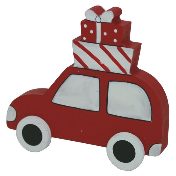 Dekorace auto červené s dárky 12cm 2009248