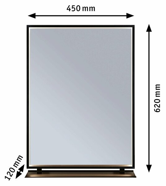 PAULMANN LED zrcadlo s osvětlením Miro IP44 měnitelná bílá 230V 11W zrcadlo/černá mat hranaté