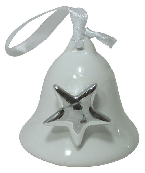 Zvonek keramický bílý s hvězdou 5cm 3003371
