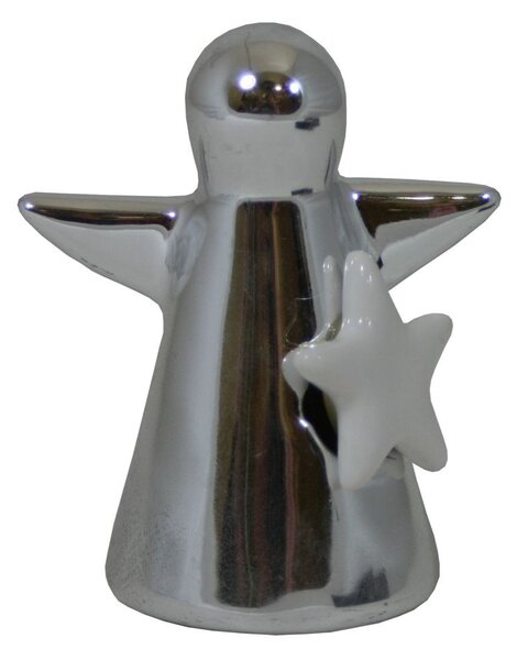 Anděl keramický stříbrný s hvězdou 13,5cm 3130004