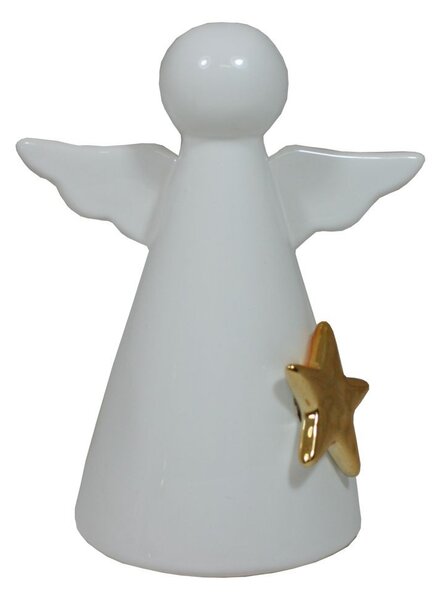 Anděl keramický bílý se zlatou hvězdou 13,5cm 3130003