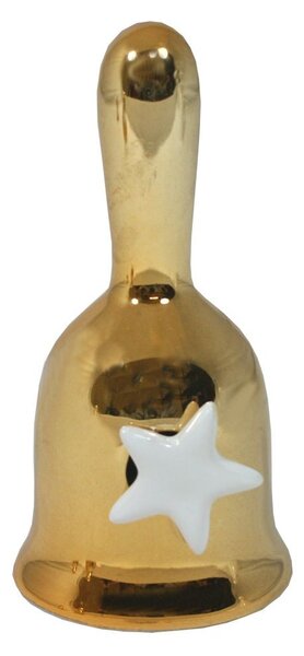 Vánoční zvonek keramický zlatý s hvězdou 11cm 3003370