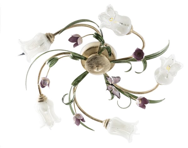 Light for home - Přisazený lustr ke stropu 475 "TULIPANO", 5x40W, E14, béžová, zelená, růžová