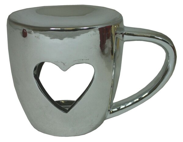 Aromalampa hrnek stříbrný srdce 12cm 9000467