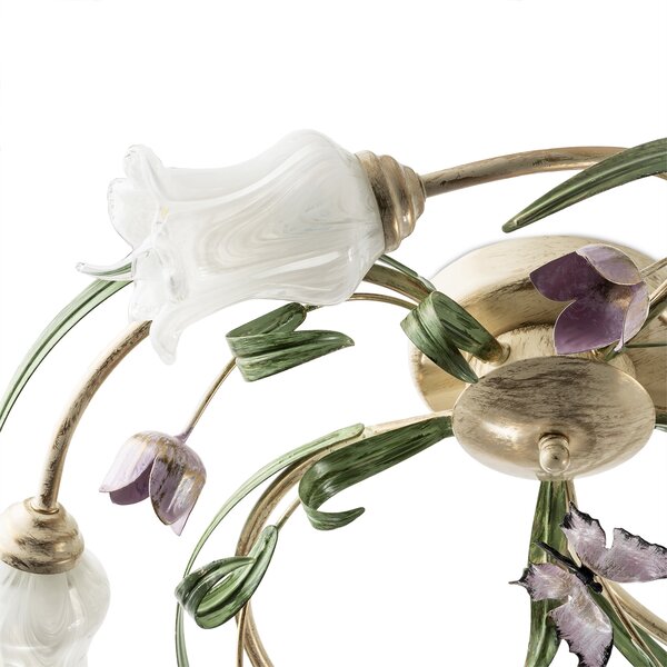 Light for home - Přisazený lustr ke stropu 475 "TULIPANO", 5x40W, E14, béžová, zelená, růžová