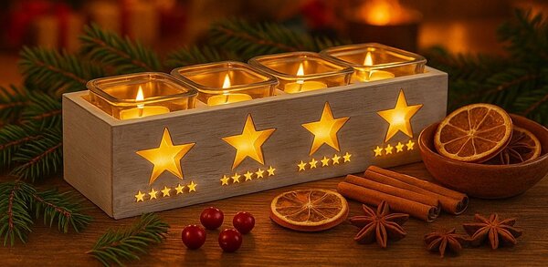 Adventní svícen Hvězdy na 4 svíčky 36 cm 9305077