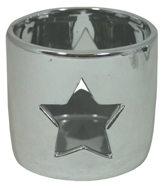 Svícen keramický stříbrný hvězda 7cm 9305075