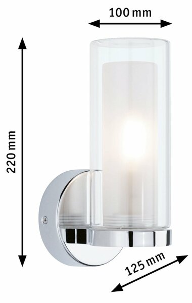 PAULMANN Selection Bathroom nástěnné svítidlo Luena IP44 E14 230V max. 20W chrom/sklo