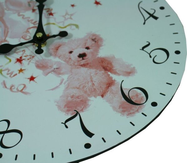 Nástěnné hodiny Teddy růžový Ø 34 cm 1990995