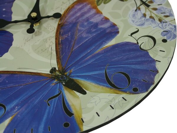 Nástěnné hodiny Modrý motýl Ø 34 cm 1990992