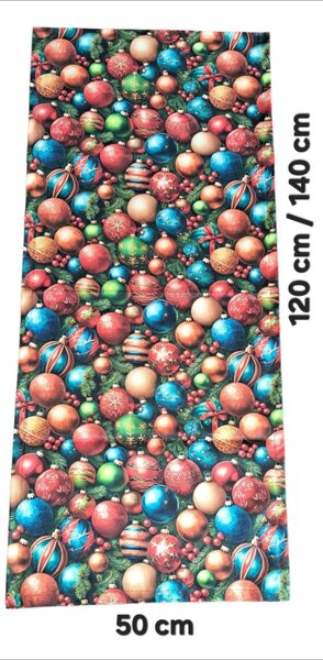 Textilní běhoun na stůl - Vánoce - s motivem vánočních ozdob - 30 x 120 cm