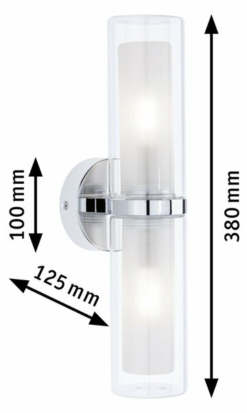 PAULMANN Selection Bathroom nástěnné svítidlo Luena IP44 E14 230V max. 2x20W chrom/sklo