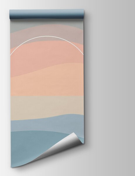 Fototapeta Barevné vlny s bílým kruhem na obloze, Abstraktní fototapety, Populární fototapety, t00174 - Tapeko.co.cz