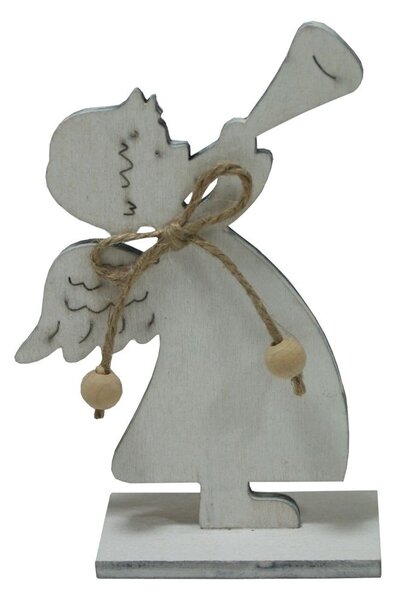 Dekorace anděl bílý s trumpetou 15cm 2009278
