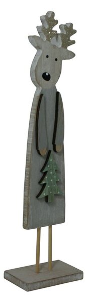 Dekorace dřevěná sobík se zlatými rohy 30cm 2009315