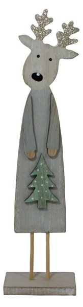 Dekorace dřevěná sobík se zlatými rohy 30cm 2009315