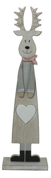 Dekorace dřevěná sobík se zlatými rohy 30cm 2009316