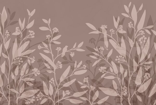 Fototapeta Jemné siluety listů na tlumeném pozadí, Fototapety s listy, Populární fototapety, t00161 - Tapeko.co.cz