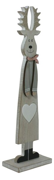 Dekorace dřevěná sobík se zlatými rohy 30cm 2009316