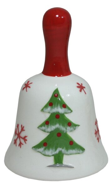 Vánoční zvonek keramický s držátkem 10cm 3003381