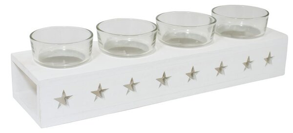 Adventní svícen hvězdy bílý 32cm 9305168
