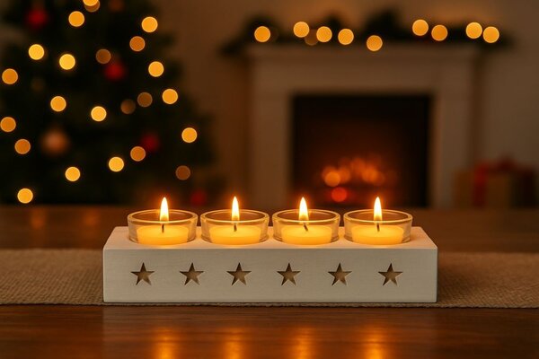 Adventní svícen hvězdy bílý 32cm 9305168