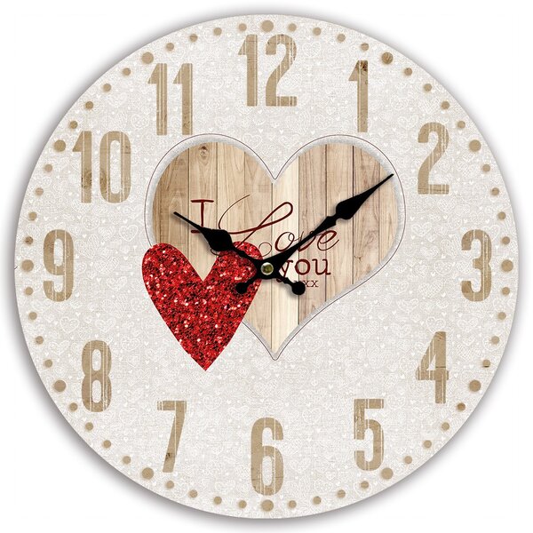 Nástěnné hodiny I Love You Ø 34 cm 2000022