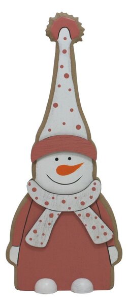 Dřevěná dekorace sněhulák růžový M 25cm 2009322