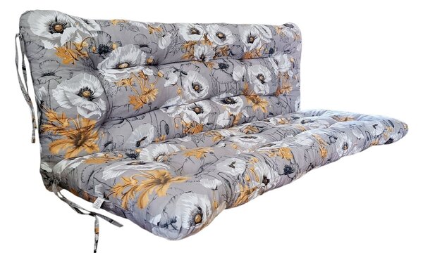 Polstr a opěrka na zahradní houpačku - 130 cm - bílé květy