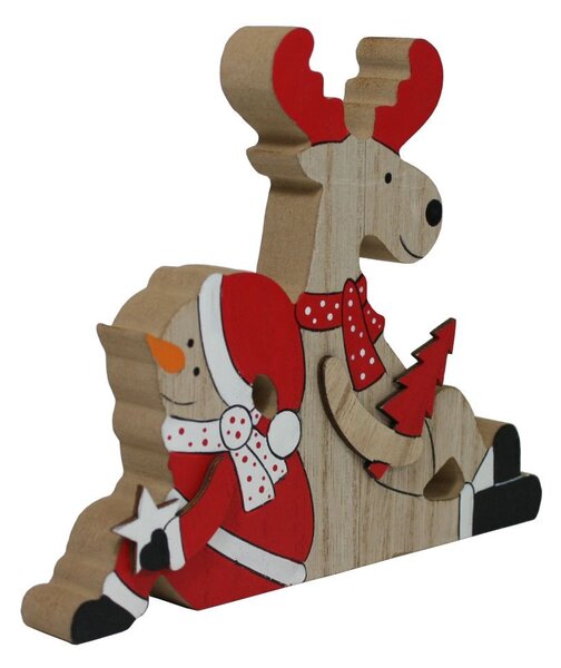 Dřevěná dekorace sobík a sněhulák 19 cm 2009333