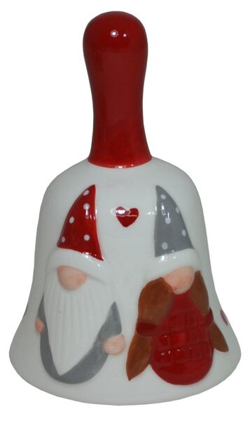 Vánoční zvonek keramický skřítci 6,5*10cm 3003322