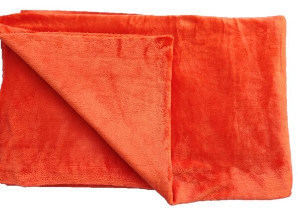 Deka flanel fleece - tmavě oranžová - 120 x 150 cm