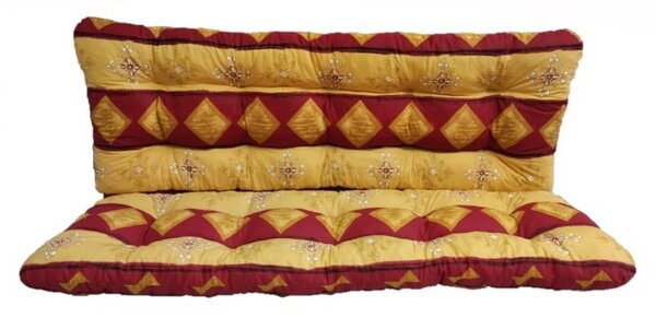 Polstr a opěrka na zahradní houpačku - 140 cm - vínové koso