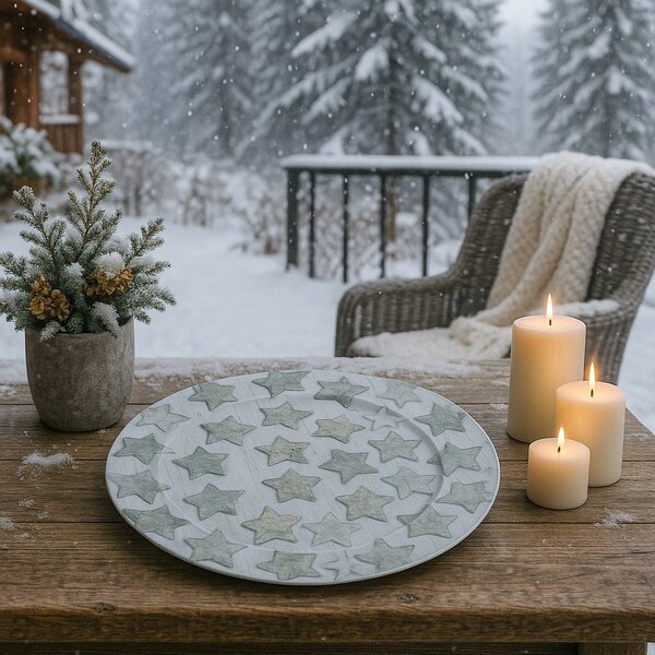 Talíř dekorační kovový Přírodní hvězdy 33 cm 2000312