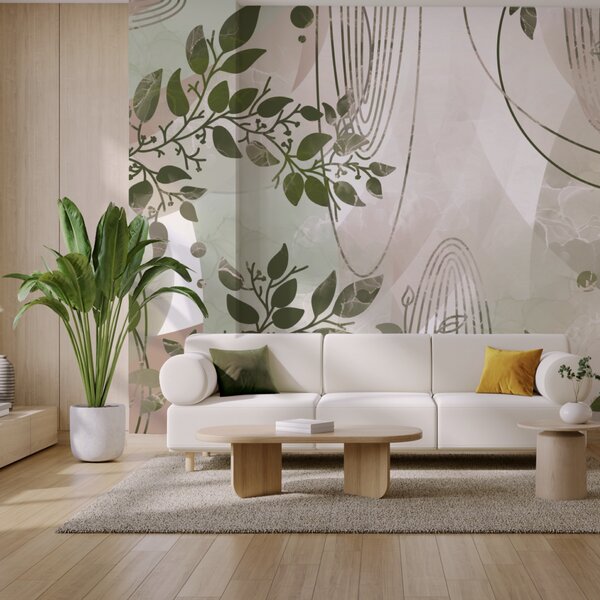 Fototapeta Přírodou inspirovaný abstraktní design v zelené barvě, Fototapety s listy, Populární fototapety, t00204 - Tapeko.co.cz