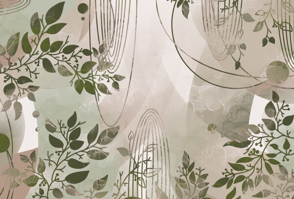 Fototapeta Přírodou inspirovaný abstraktní design v zelené barvě, Fototapety s listy, Populární fototapety, t00204 - Tapeko.co.cz