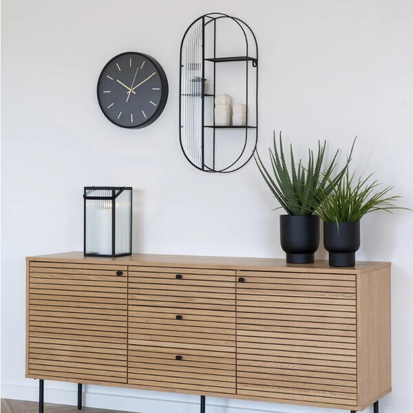 Nordic Living Černo-zlaté nástěnné hodiny Kensington 35 cm