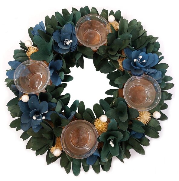 Adventní vánoční věnec modrý 32cm 3001238