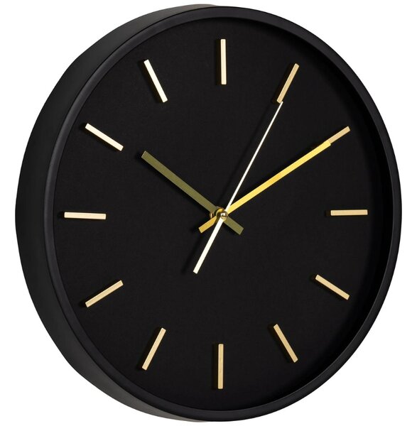 Nordic Living Černo-zlaté nástěnné hodiny Kensington 35 cm