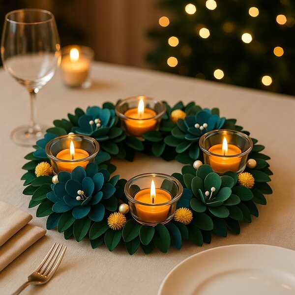 Adventní vánoční věnec modrý 32cm 3001238