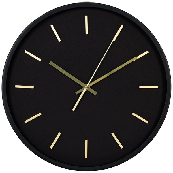 Nordic Living Černo-zlaté nástěnné hodiny Kensington 35 cm