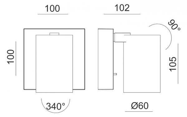 Deko-Light nástěnné přisazené svítidlo - Can Tilt hranaté, 1x 7,5 W GU10, černá 341338