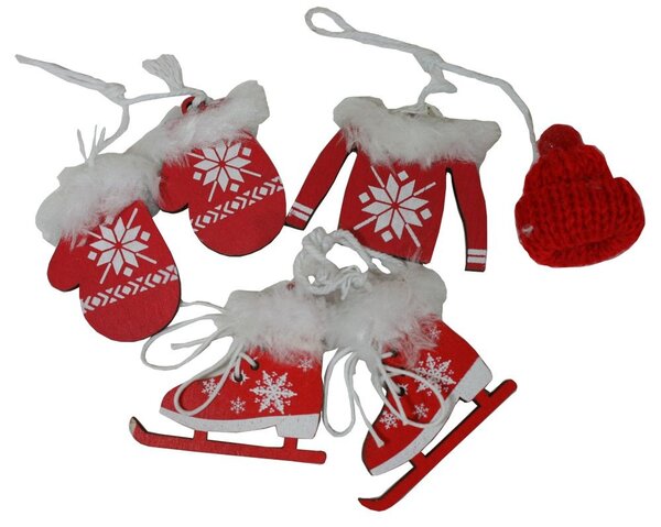 Dekorace závěsný set červený 3ks/bal 6cm 3001049