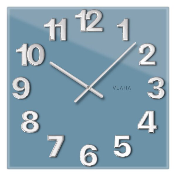 Vlaha VCT1104 - GLASSICO Skleněné modré hodiny vyrobené v Čechách