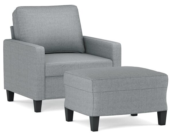 Křeslo s podnožkou světle šedé 60 cm textil 3201029