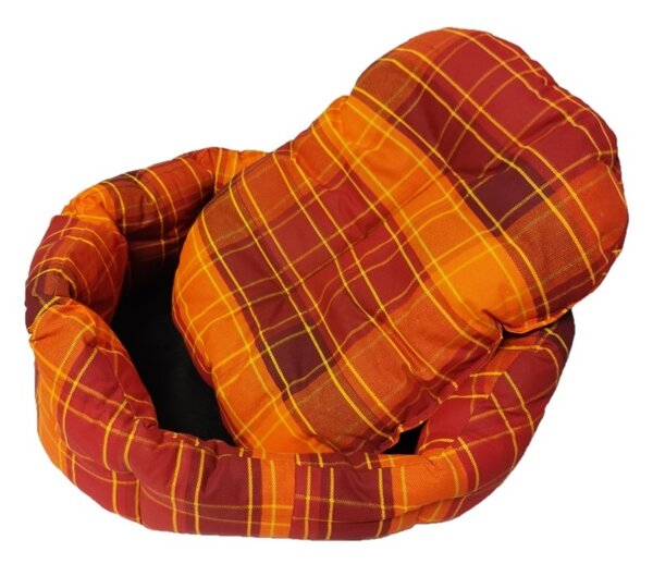 Pelech pro domácí mazlíčky - oranžovočervená kostka - 45 x 30 cm