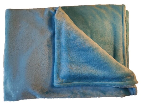 Deka flanel fleece - světle modrá - 120 x 150 cm